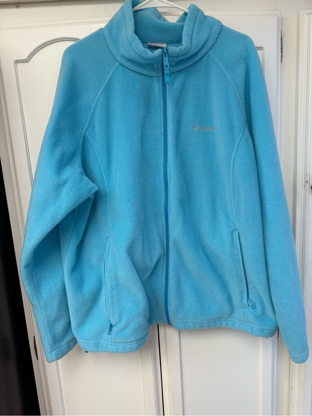 Columbia Bright Aqua Blue Full-Zip Fleece Jacket